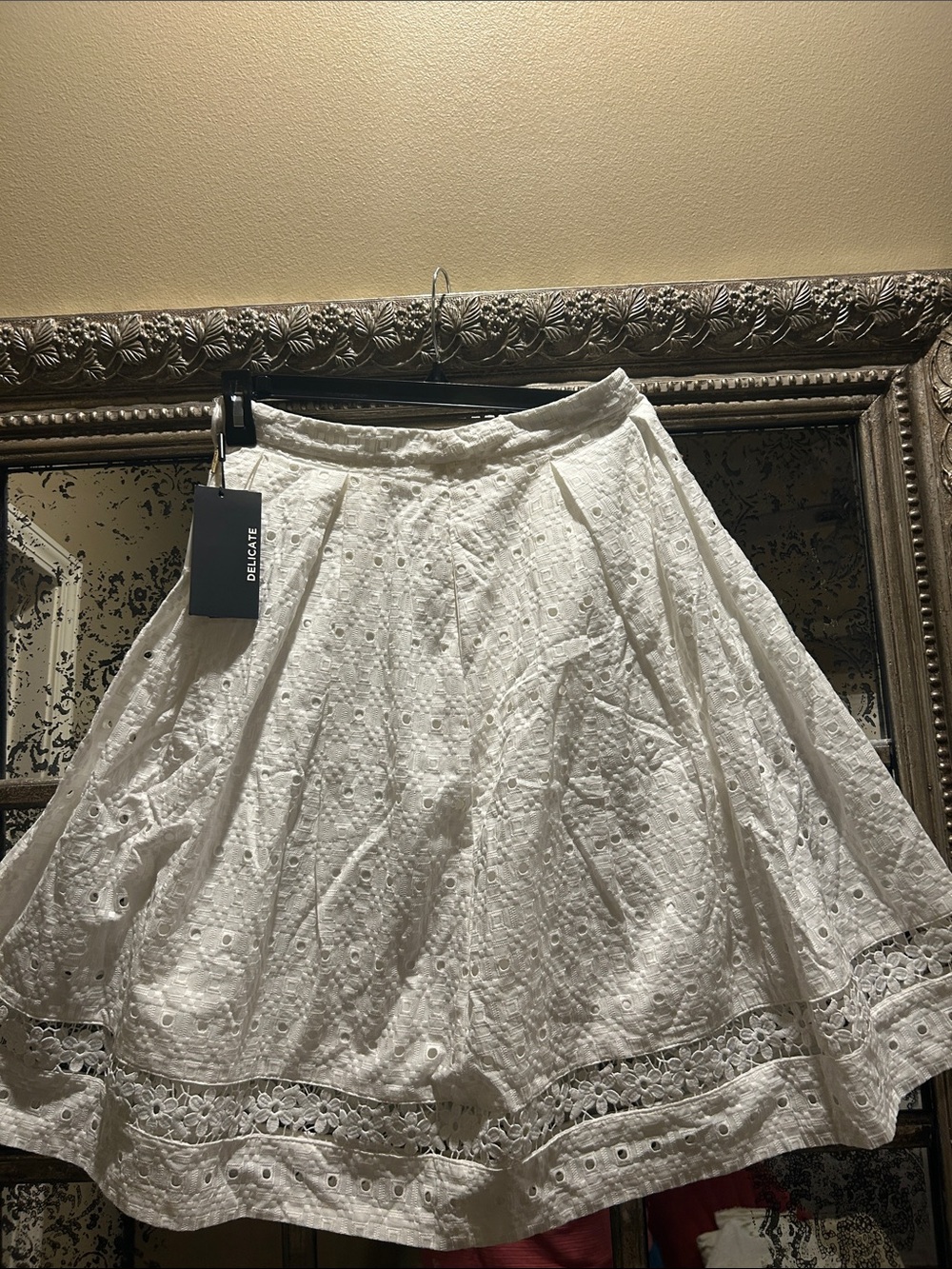 Kirkland delicates White Eyelet Circle Skirt with Lace Trim
